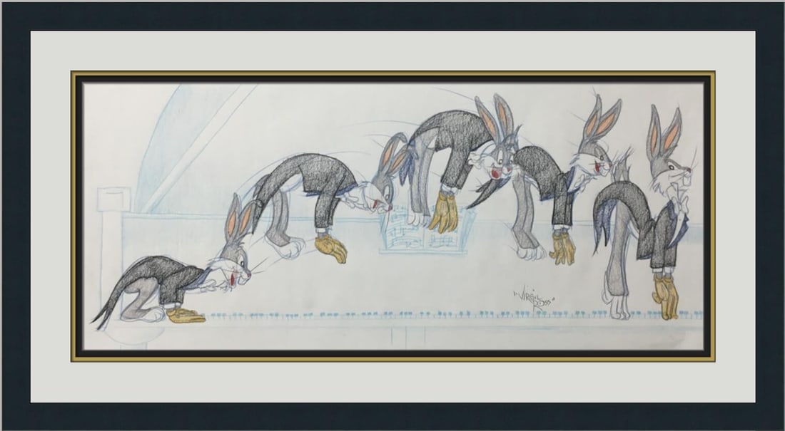 Virgil Ross Signed Bugs Bunny Model Sheet Custom Framed Art (1 of 6)