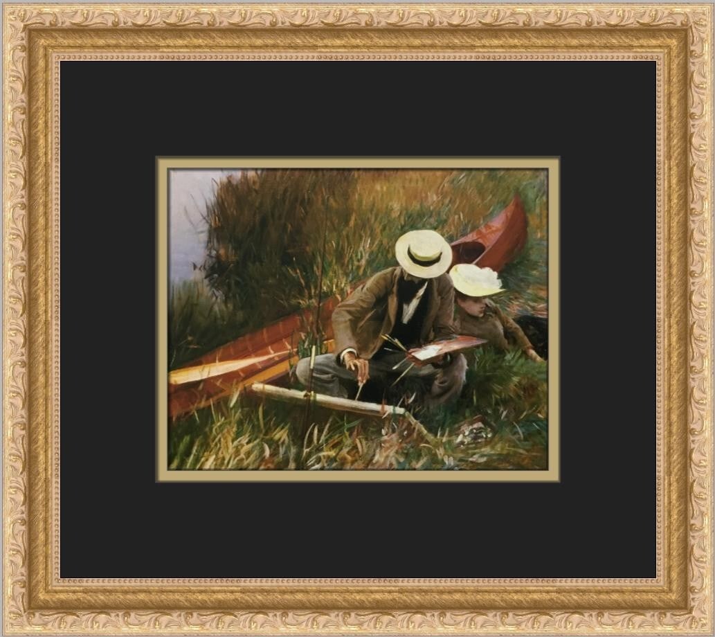 John Singer Sargent Paul Helleu Sketching His Wife Custom Framed Print 12 x 14: John Singer Sargent Paul Helleu Sketching His Wife Custom Framed Print 12 x 14 This exquisite custom framed print depicts the renowned artwork 'Paul Helleu Sketching His Wife' by John Singer Sargent.