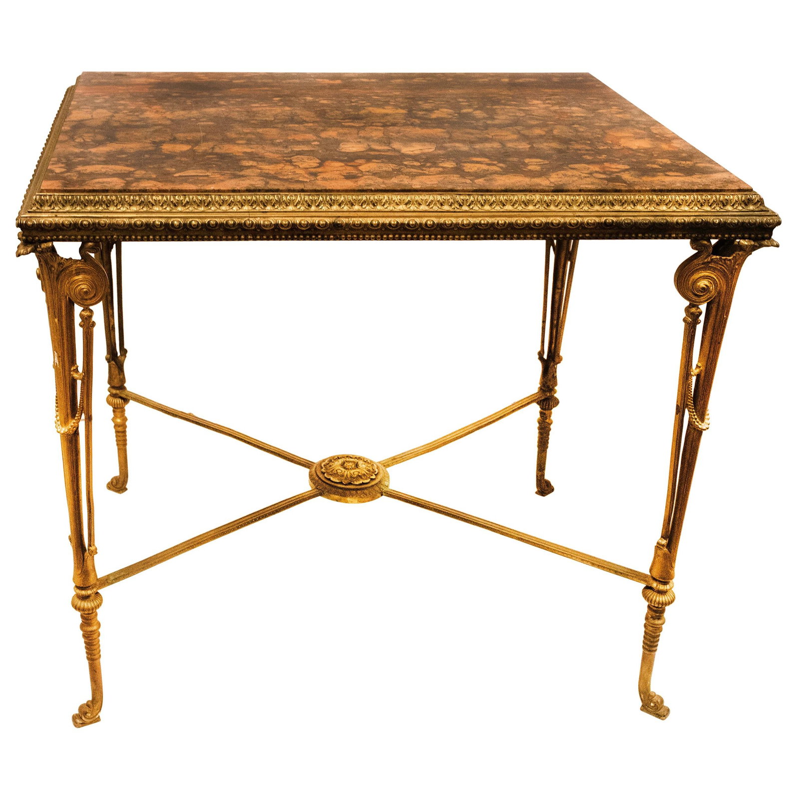 Neoclassical Bronze Center Table with Marble Top France Circa 1880 (1 of 6)