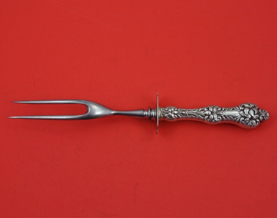 Alvin Gorham Old Orange Blossom Sterling Silver Steak Fork 8.5": Alvin Gorham Old Orange Blossom Sterling Silver Steak Fork 8.5" This exquisite steak carving fork features the elegant Old Orange Blossom pattern by Alvin, crafted by Gorham. Made from sterling silver