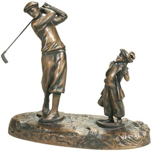 Lodge Style Golf Sculpture Golfer Caddy Hand-Cast Brass Finish: Lodge Style Golf Sculpture Golfer Caddy Hand-Cast Brass Finish This item is made at time of order. Please allow 42 to 70 days for production. Celebrate the spirit of golf with this Elegant Lodge Style