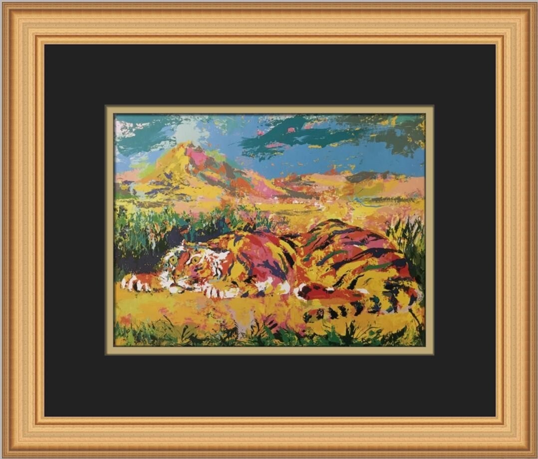 LeRoy Neiman Delacroix's Tiger Custom Framed Lithograph Art Print: LeRoy Neiman Delacroix's Tiger Custom Framed Lithograph Art Print This stunning custom framed print titled "Delacroix's Tiger" by renowned artist LeRoy Neiman showcases a vibrant expressionist style.