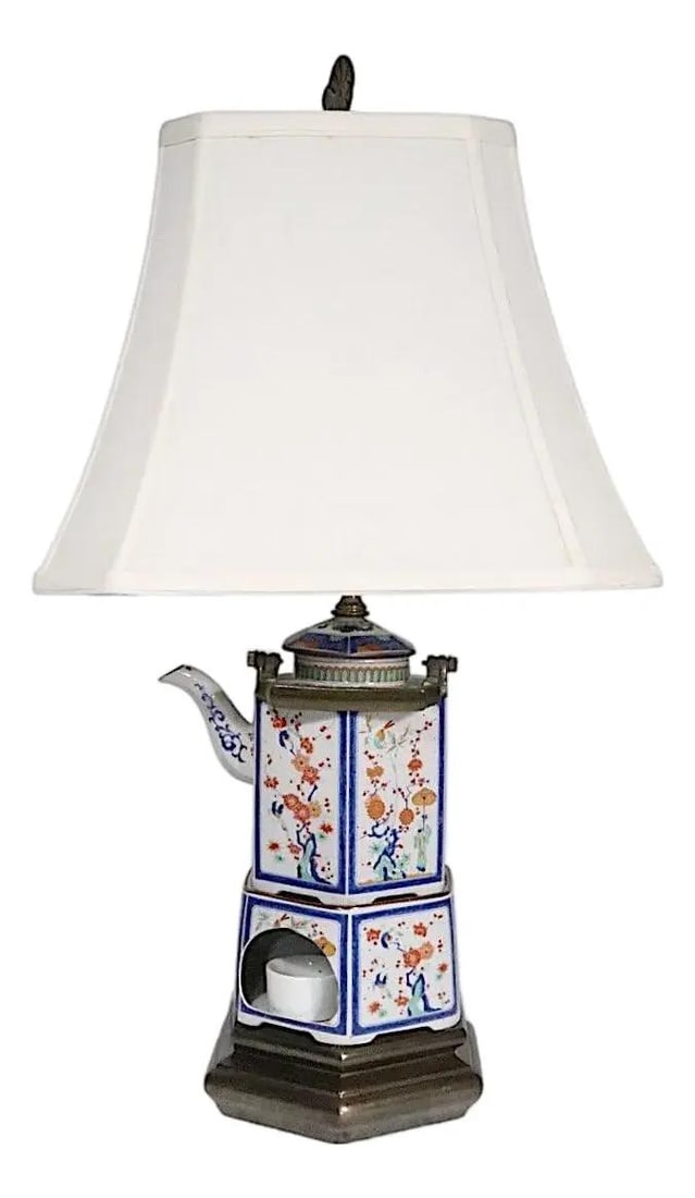 Porcelain Teapot Lamp With Warmer From Toscany Collection Japan (1 of 10)