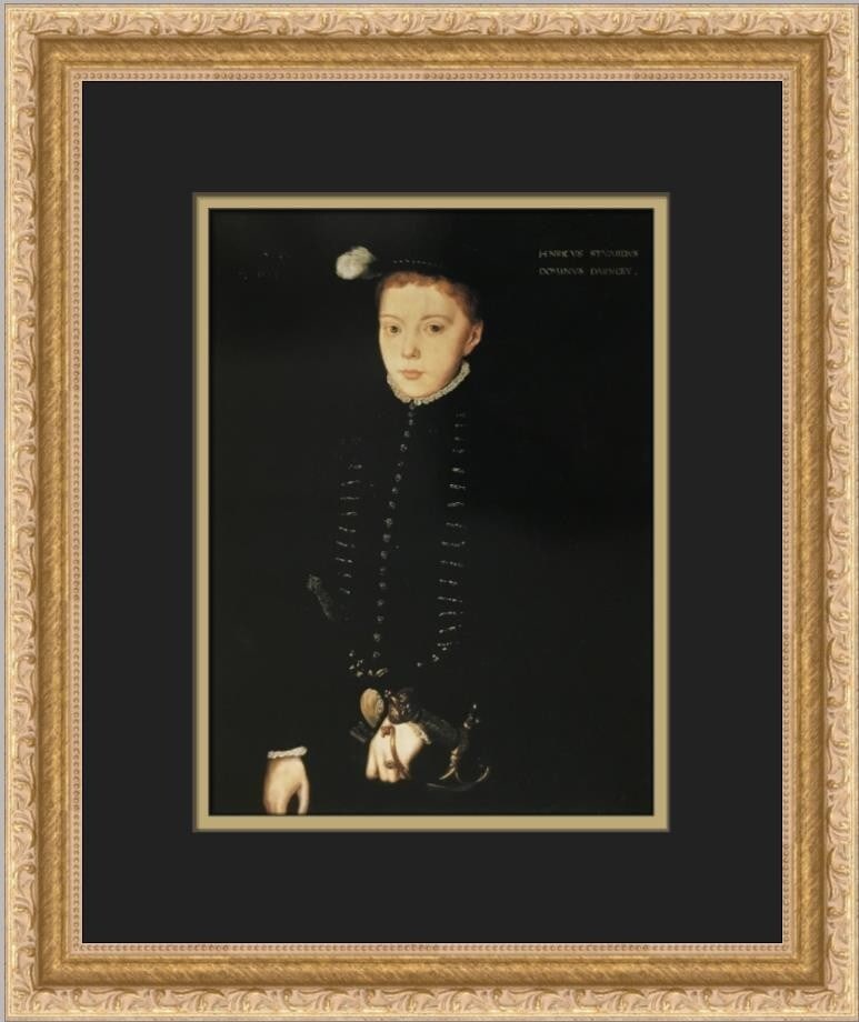 Hans Eworth Lord Darnley Custom Framed Art Print 16x13: Hans Eworth Lord Darnley Custom Framed Art Print 16x13 This exquisite custom framed print titled "Lord Darnley" by artist Hans Eworth captures a stunning portrayal through a blend of Expressionism, Im