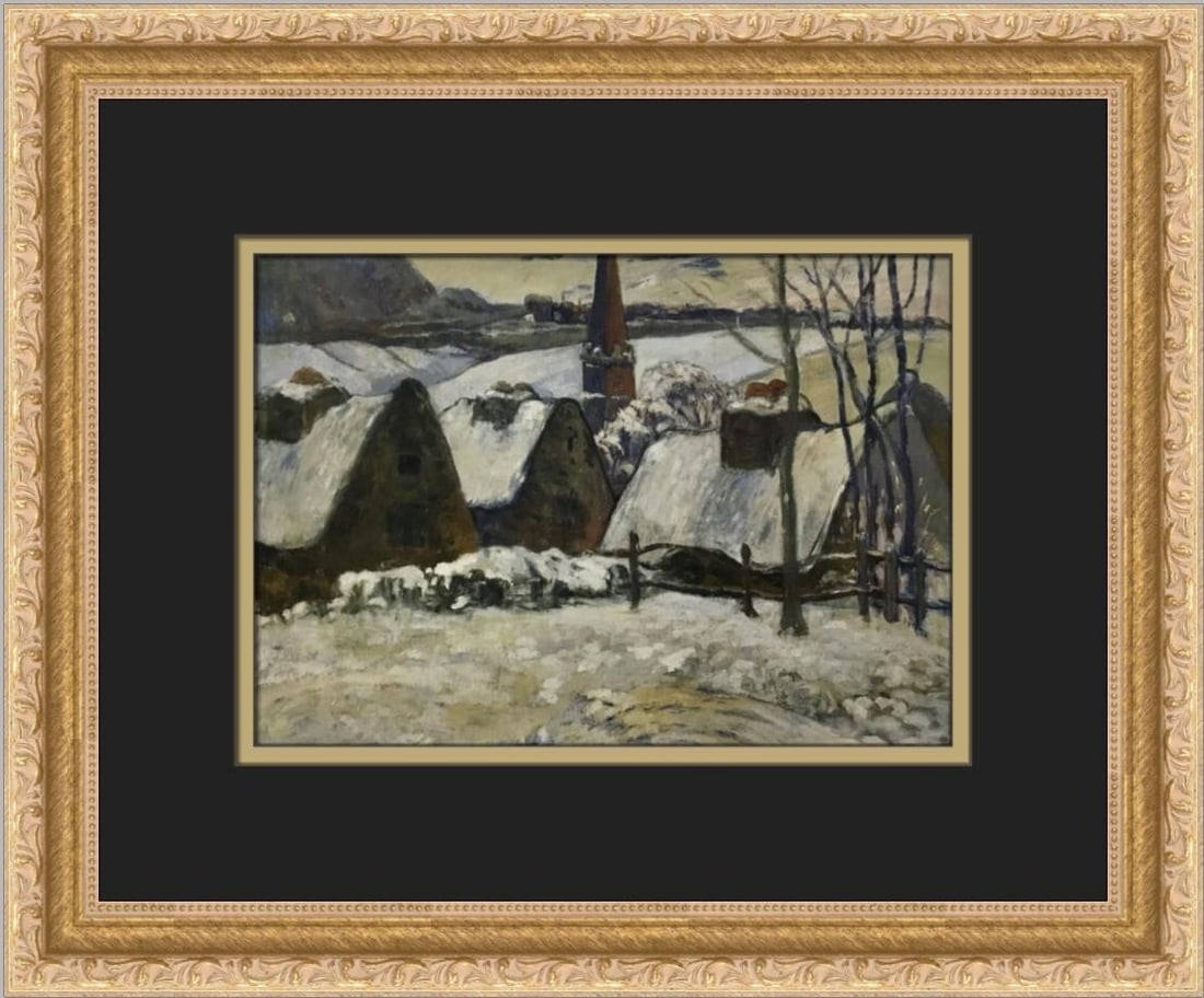 Paul Gauguin Breton Village in the Snow Custom Framed Print 12 x 15: Paul Gauguin Breton Village in the Snow Custom Framed Print 12 x 15 This stunning custom framed print features Paul Gauguin's captivating artwork titled "Breton Village in the Snow." Measuring 12 in.