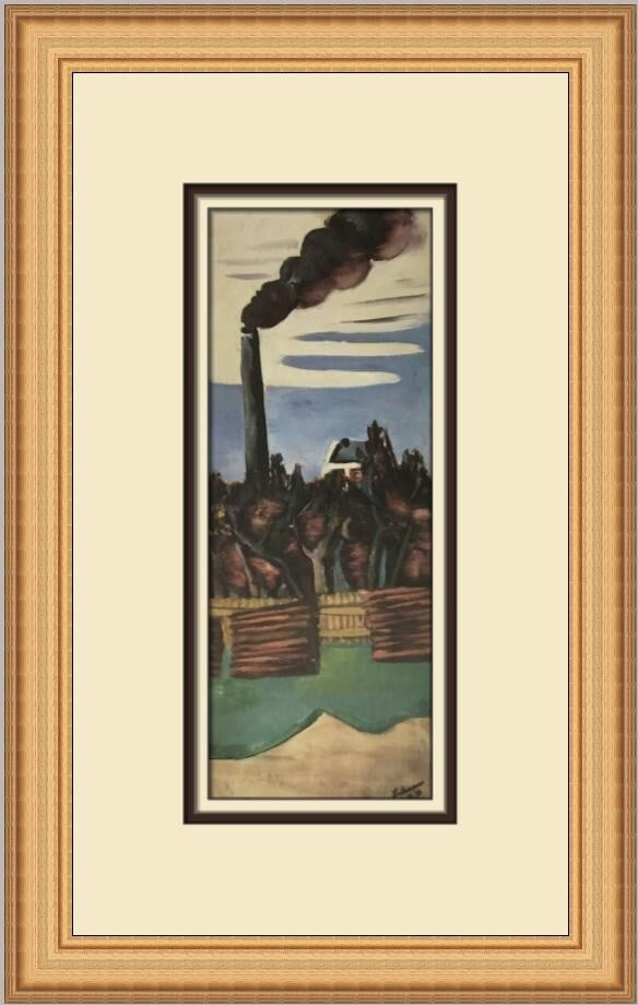 Max Beckmann Landscape with Chimney Custom Framed Art Print: Max Beckmann Landscape with Chimney Custom Framed Art Print This exquisite custom framed print titled "Landscape with Chimney" by the renowned artist Max Beckmann showcases his expressionist style, ma