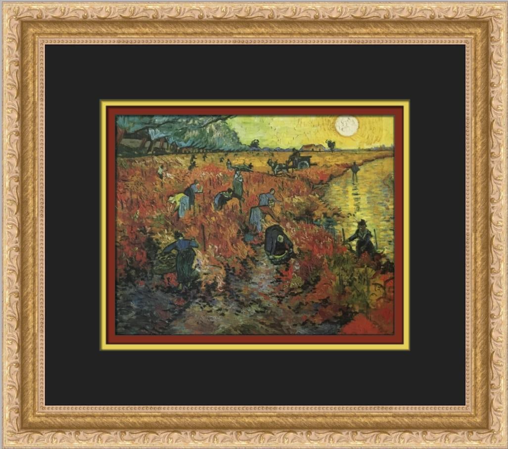 Vincent Van Gogh The Red Vineyard Custom Framed Lithograph Art Print: Vincent Van Gogh The Red Vineyard Custom Framed Lithograph Art Print This stunning custom framed print features Vincent Van Gogh's iconic artwork, "The Red Vineyard." Skillfully produced using offset