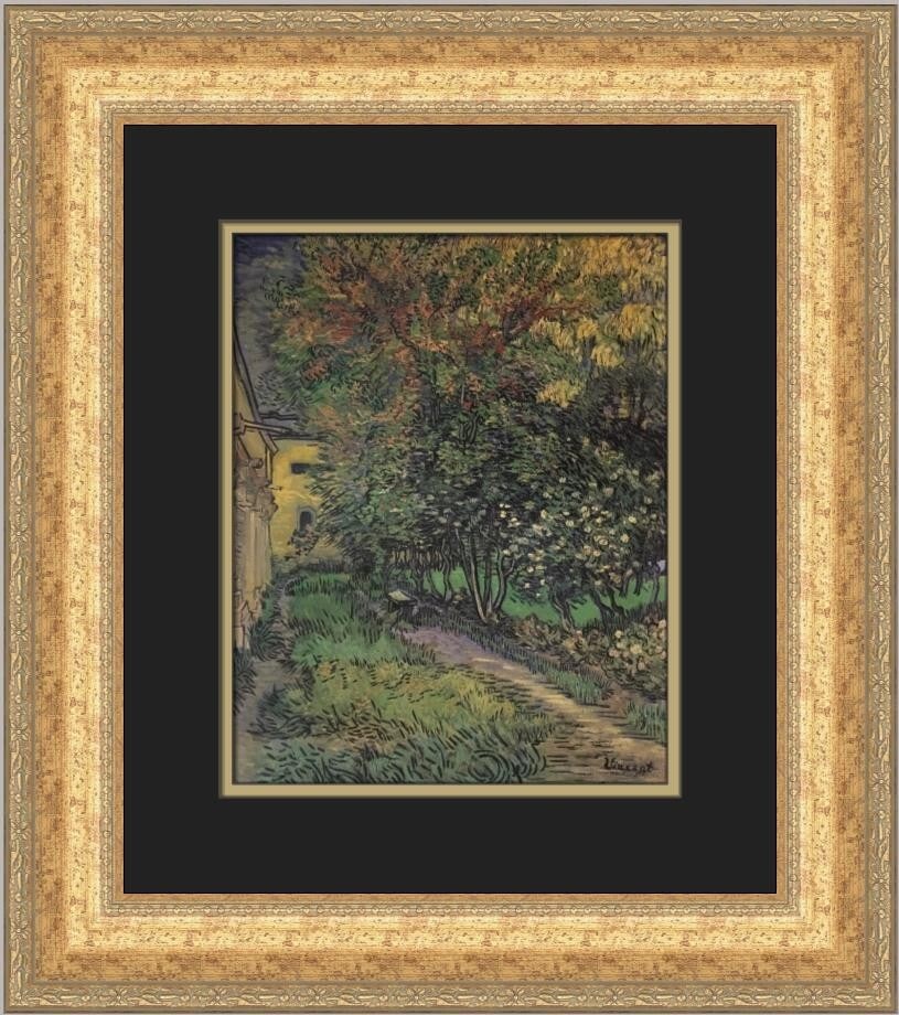 Vincent Van Gogh The Garden of Saint Pauls Hospital Custom Framed Print 20 x 17: Vincent Van Gogh The Garden of Saint Pauls Hospital Custom Framed Print 20 x 17 This stunning custom framed print features Vincent Van Gogh's masterpiece, "The Garden of Saint Pauls Hospital." Measuri