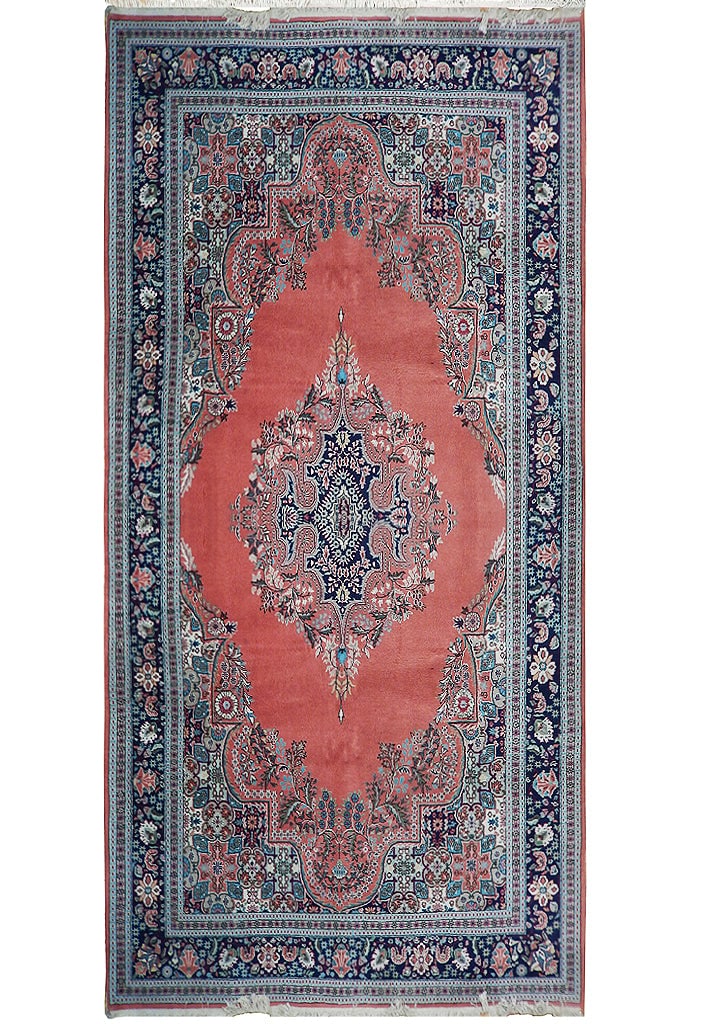 Handcrafted 7' x 10' 10" Persian Sarouk Rug Silk-Like Pile: Handcrafted 7' x 10' 10" Persian Sarouk Rug Silk-Like Pile Free continental US Shipping Enhance your living space with this exquisite 7' x 10' 10" Salmon Red Semi-Antique Persian Sarouk Rug, handcraft
