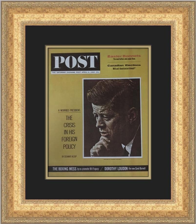 Norman Rockwell Worried President JFK Framed Print 1983: Norman Rockwell Worried President JFK Framed Print 1983 This stunning custom framed print features the iconic artwork titled "Worried President JFK" by renowned artist Norman Rockwell. Created in 1983