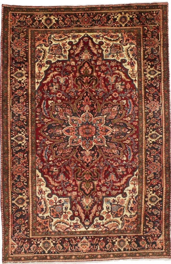 Hand-Knotted Red Wool Oriental Rug 7'4 x 11'4 Vintage Floral Western Asia (1 of 18)