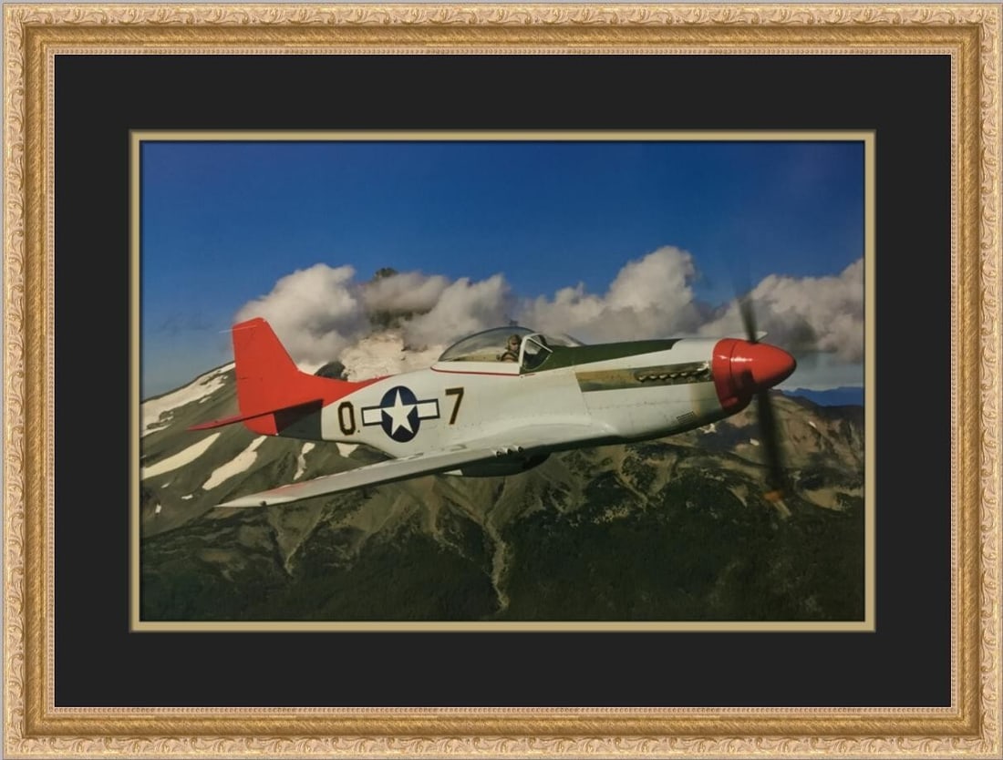 Custom Framed North American P-51D Mustang C Print by Philip Makanna: Custom Framed North American P-51D Mustang C Print by Philip Makanna This stunning custom framed print features the North American P-51D Mustang C, created by artist Philip Makanna. Measuring 23 in. x