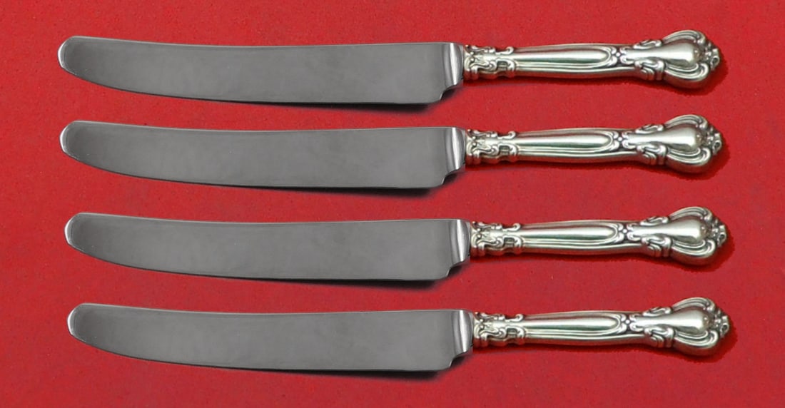 Gorham Chantilly Sterling Silver Fruit Knives Set 4-Piece 7 Inch: Gorham Chantilly Sterling Silver Fruit Knives Set 4-Piece 7 Inch Enhance your dining experience with this exquisite 4-piece fruit knife set from the Chantilly pattern by Gorham. Each knife features a