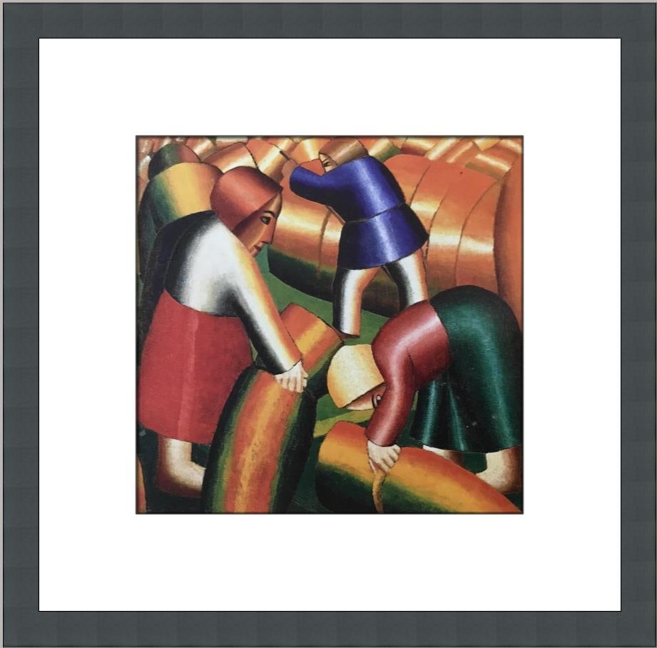 Kasimir Malevich The Rye Harvest Custom Framed Lithograph Print 14x14: Kasimir Malevich The Rye Harvest Custom Framed Lithograph Print 14x14 This custom framed print titled 'The Rye Harvest' by artist Kasimir Malevich showcases a captivating abstract style. Produced usin