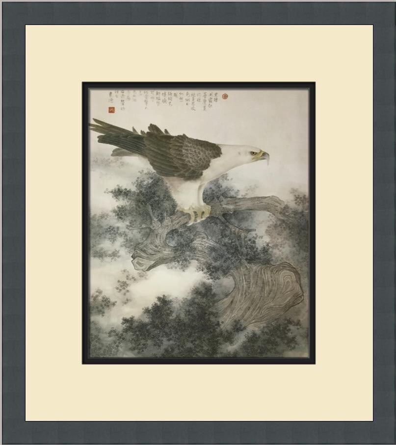 Jia Kede Steel Wings Up High Eagle Print Custom Framed Art: Jia Kede Steel Wings Up High Eagle Print Custom Framed Art This exquisite art print titled "Steel Wings Up High" by artist Jia Kede captures the majestic beauty of an eagle with a realism style. Produ