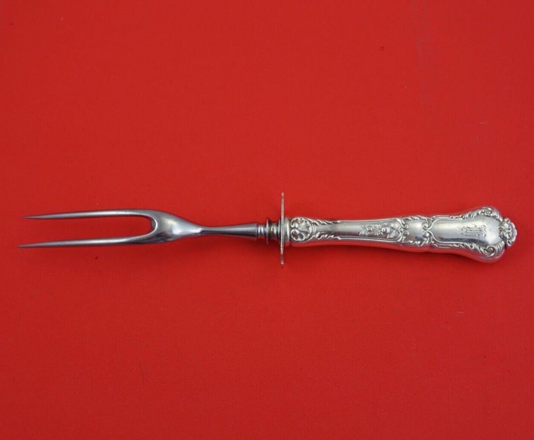 Gorham Baronial Old Sterling Silver Steak Carving Fork 9 Inch: Gorham Baronial Old Sterling Silver Steak Carving Fork 9 Inch This exquisite steak carving fork features the elegant Baronial Old pattern by Gorham, crafted from sterling silver with a hollow handle a