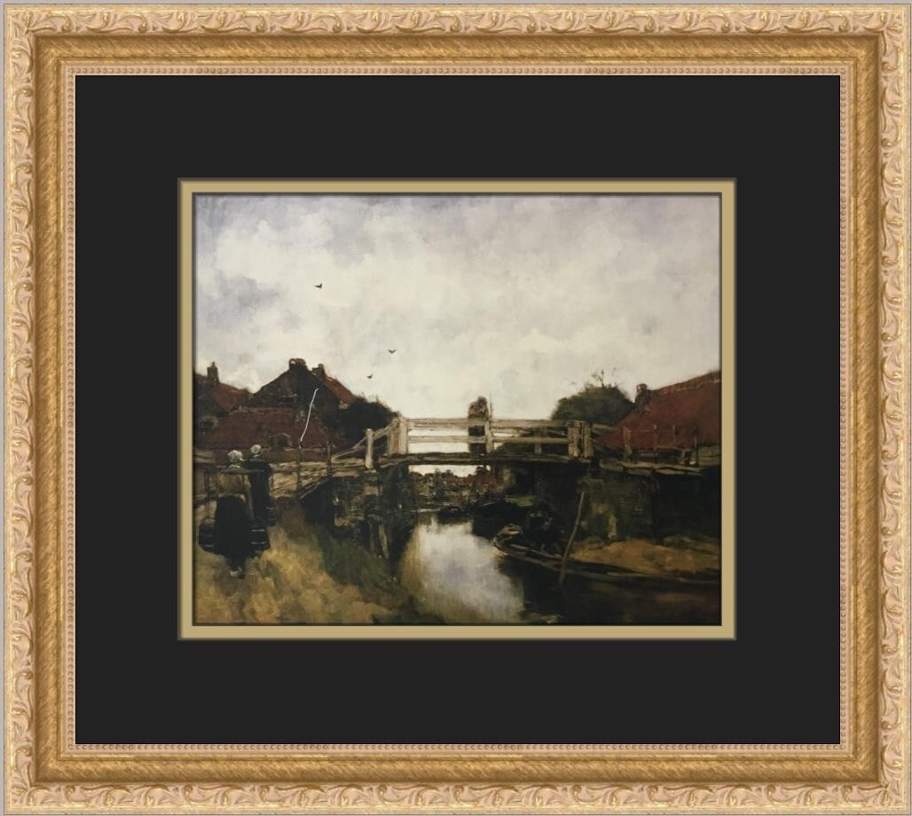 Jacobus Hendrikus Maris The Bridge Custom Framed Art Print 1982: Jacobus Hendrikus Maris The Bridge Custom Framed Art Print 1982 Enhance your art collection with this stunning custom framed print titled "The Bridge" by Jacobus Hendrikus Maris. Created in 1982, this