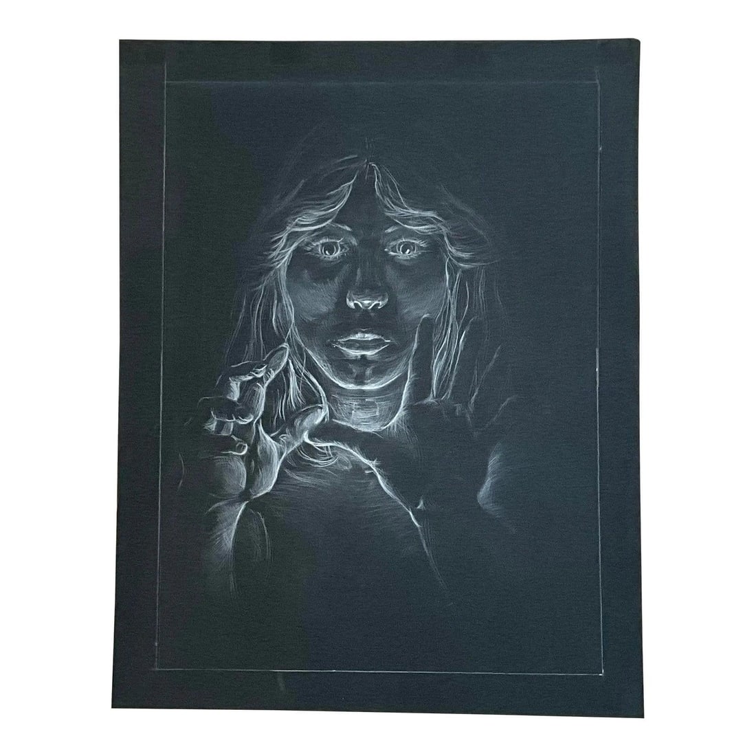 Bohemian Style Pen and Ink Drawing of Young Woman on Paper: Bohemian Style Pen and Ink Drawing of Young Woman on Paper This vintage boho sketch features a delicately rendered portrait of a young woman, combining the natural, free-spirited essence of bohemian s