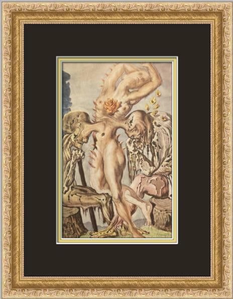 Salvador Dali Of Age Surrealism Print Custom Framed Art: Salvador Dali Of Age Surrealism Print Custom Framed Art Elevate your space with this stunning custom gallery framed print of Salvador Dali's "Of Age." This medium-sized artwork, measuring 14 in. by 16