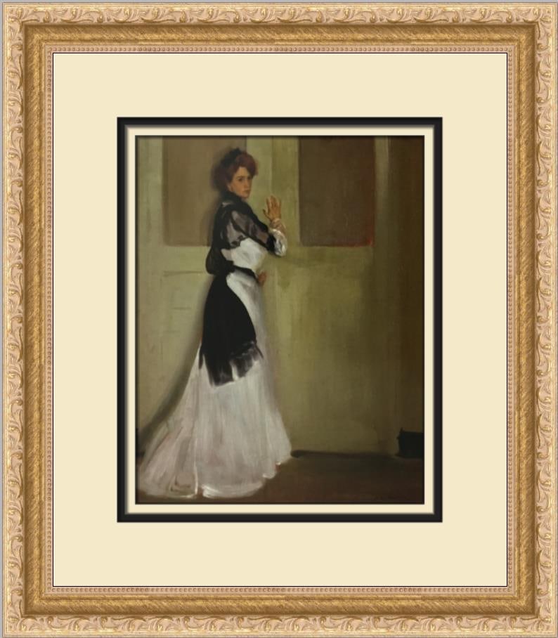Alfred Maurer Girl in White Custom Framed Print Art: Alfred Maurer Girl in White Custom Framed Print Art This exquisite custom framed print titled "Girl in White" by Alfred Maurer showcases a captivating blend of Impressionism and Realism. Measuring 14