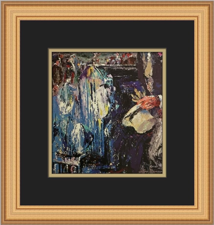 LeRoy Neiman Queen's Jockey at Epsom Custom Framed Art Print: LeRoy Neiman Queen's Jockey at Epsom Custom Framed Art Print This striking custom framed print titled "Queen's Jockey at Epsom" by renowned artist LeRoy Neiman captures the excitement of horse racing
