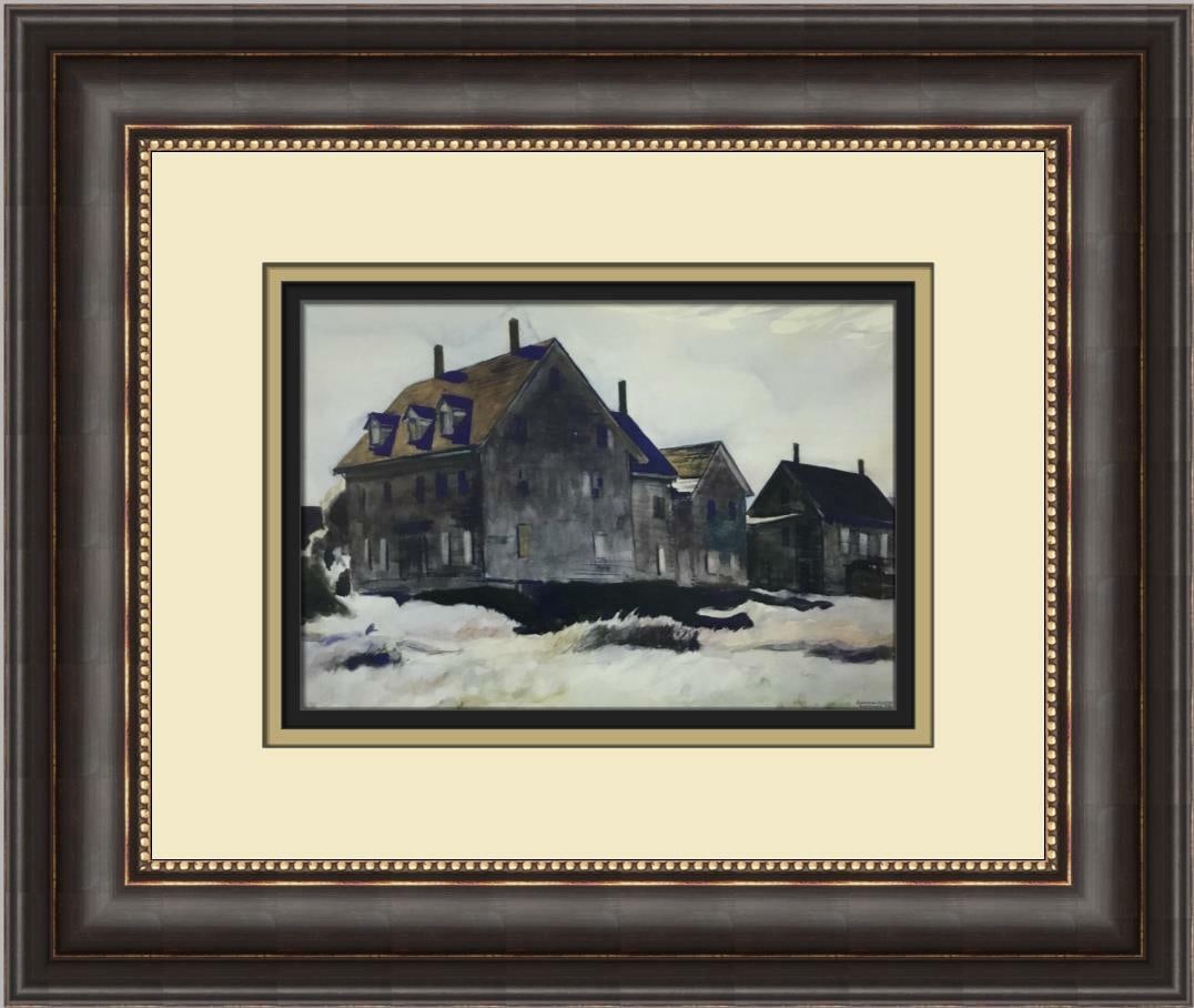 Edward Hopper Haunted House Custom Framed Print 1990 Landscape Art: Edward Hopper Haunted House Custom Framed Print 1990 Landscape Art This custom-framed print features Edward Hopper's captivating artwork titled "Haunted House." Measuring 16" x 14", this medium-sized