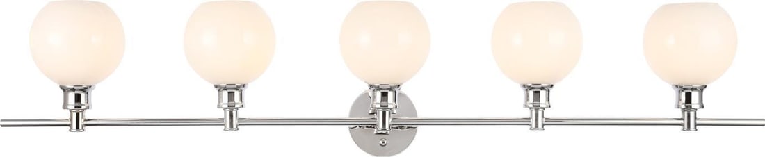 Elegant Lighting Collier Chrome Frosted White Wall Lamp 5 Bulb: Elegant Lighting Collier Chrome Frosted White Wall Lamp 5 Bulb Illuminate your space with the Chic Collier Frosted White Wall Lamp, designed in a sophisticated transitional style. This eye-catching fi