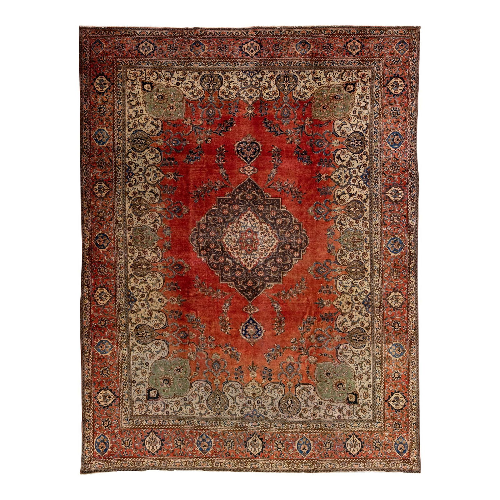 19th Century Antique Mahal Handmade Wool Rug 10' x 14' Red Medallion Design (1 of 8)