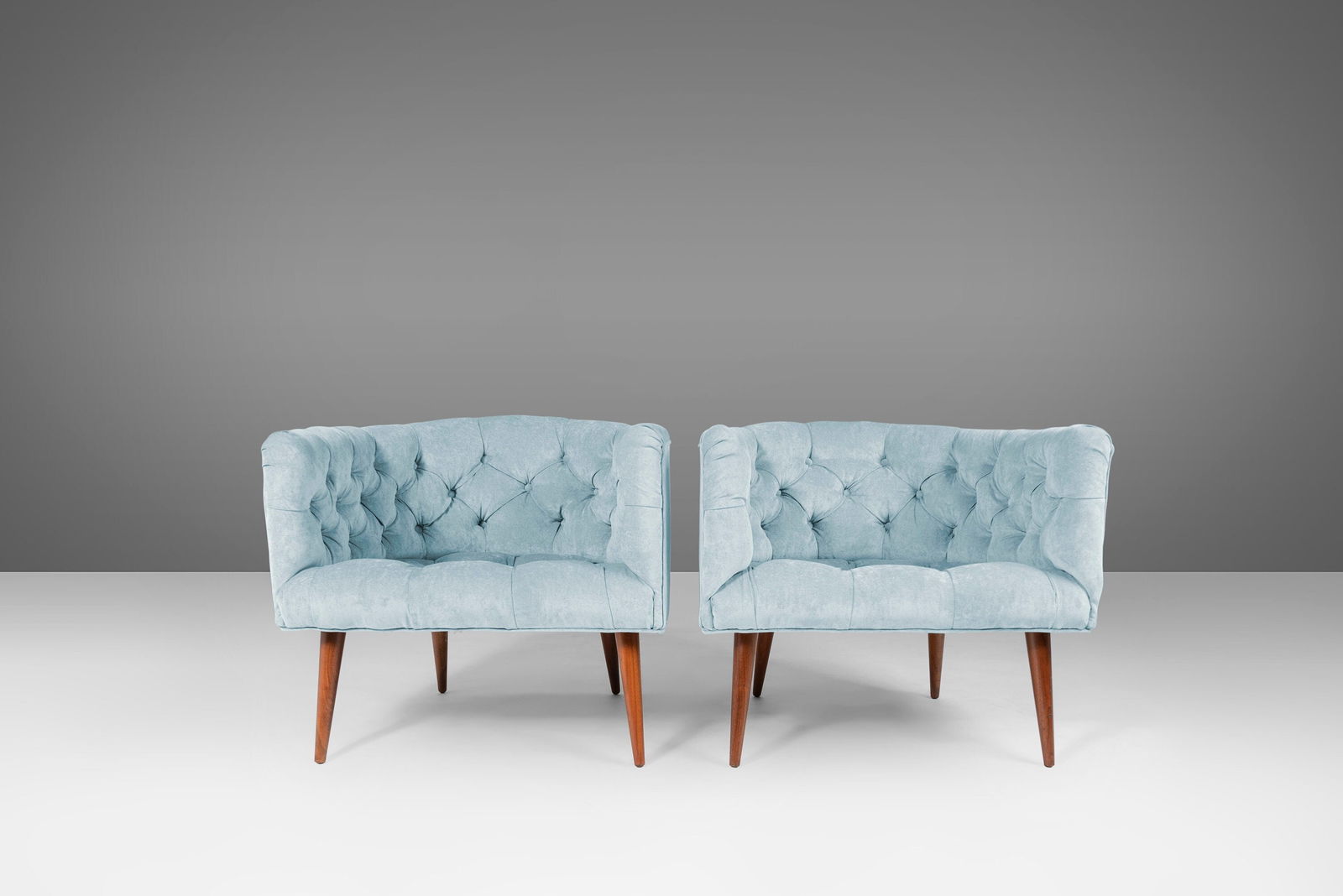 Mid-Century Modern Set of 2 Tufted Barrel Chairs by Milo Baughman (1 of 9)