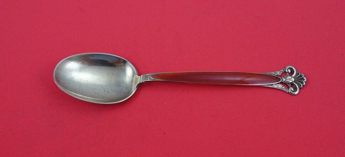 Th. Marthinsen Cloister Sterling Silver Ice Cream Spoon Red Enamel 6": Th. Marthinsen Cloister Sterling Silver Ice Cream Spoon Red Enamel 6" Indulge in a touch of elegance with the Cloister Sterling Silver Ice Cream Spoon by Th. Marthinsen. This exquisite spoon features