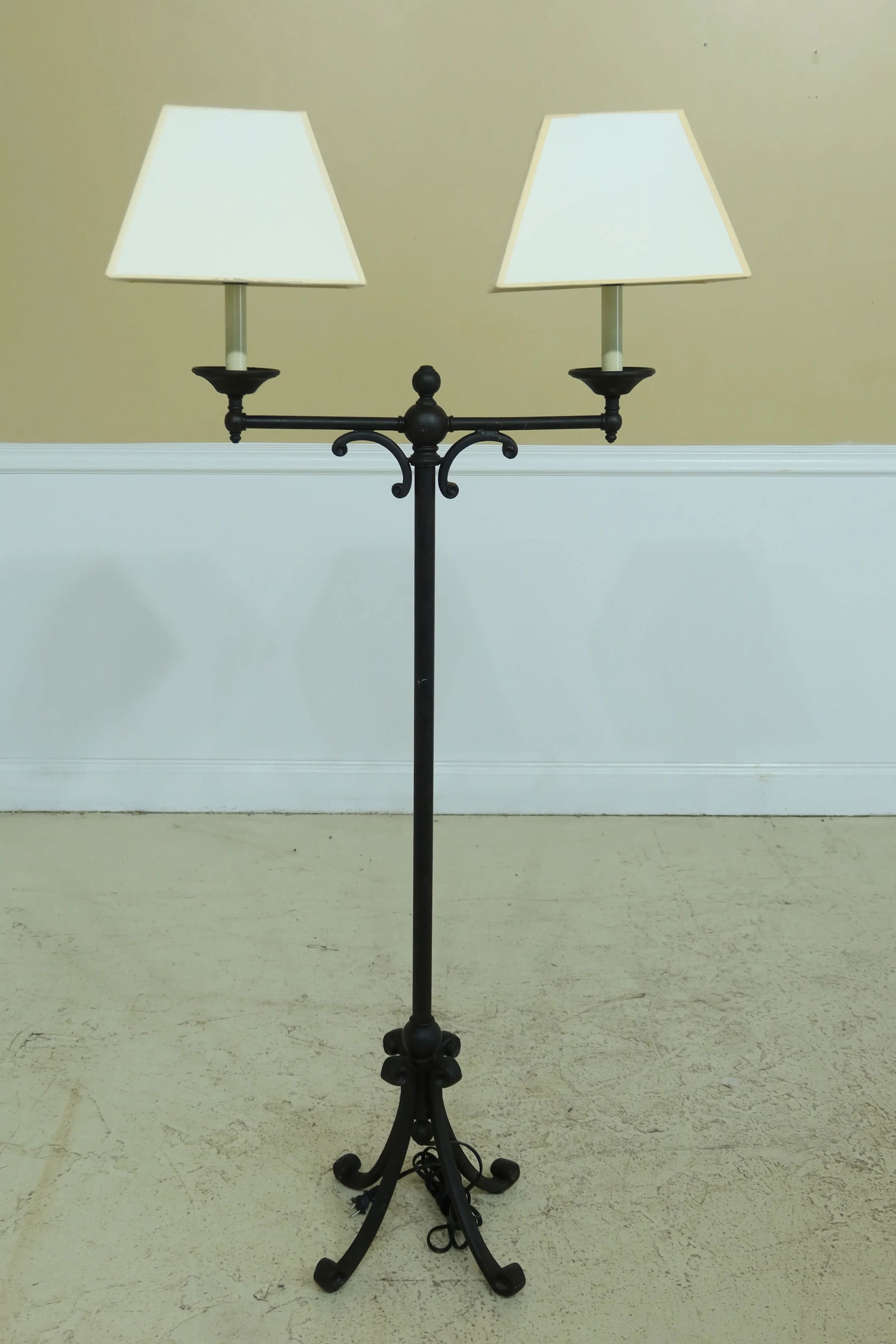 Rustic Iron 2 Arm Floor Lamp with Scroll Work - 8