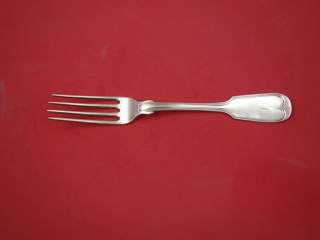 Vintage HT Deburn & Bros Fiddle Thread Coin Silver Fork 8": Vintage HT Deburn & Bros Fiddle Thread Coin Silver Fork 8" Discover this exquisite vintage coin silver dinner fork, measuring 8 inches in length, crafted in the elegant Fiddle Thread pattern by HT Deb