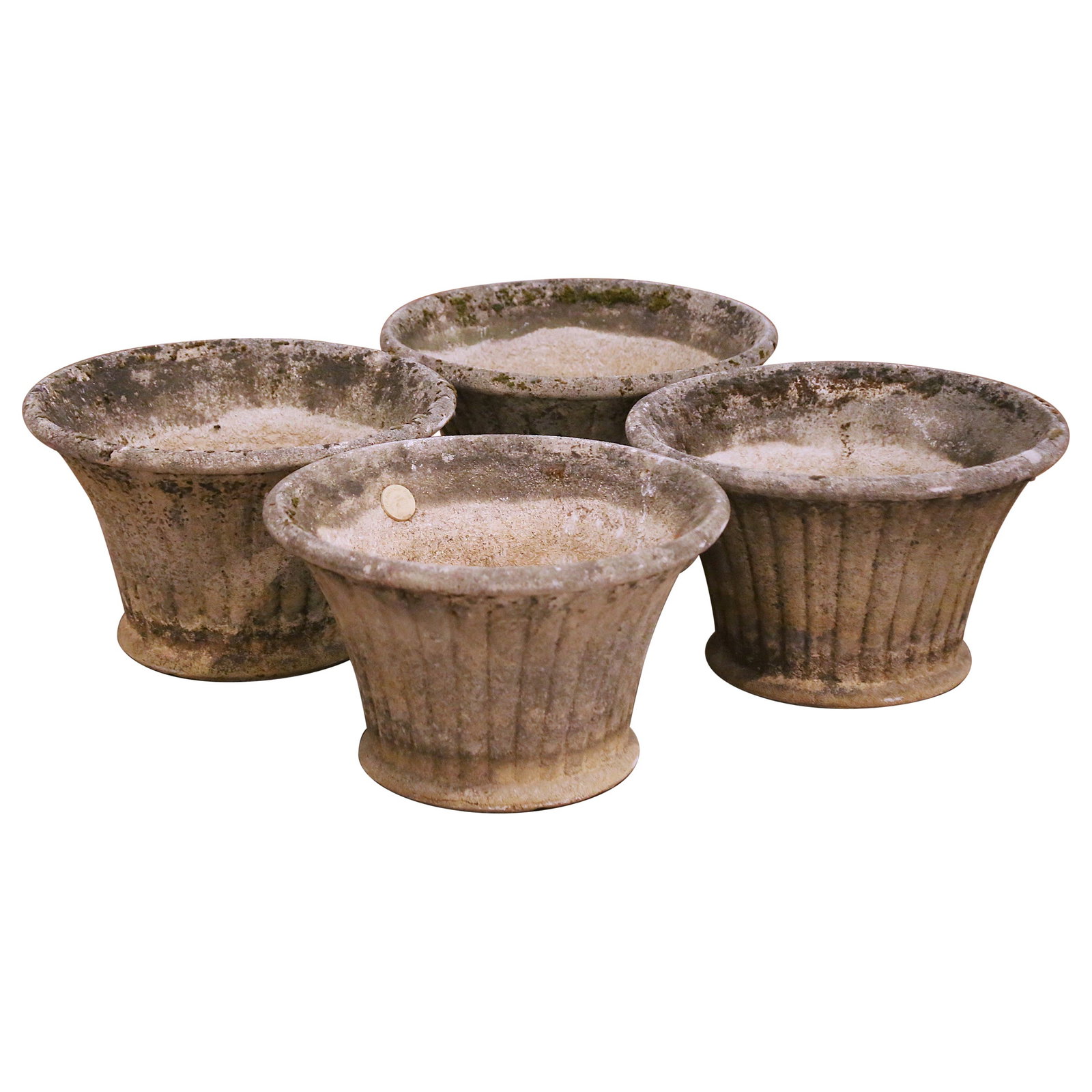 Set of Four French Neoclassical Cast Stone Garden Planters Normandy Circa 1880: Set of Four French Neoclassical Cast Stone Garden Planters Normandy Circa 1880 This set of four antique French garden planters was crafted in Normandy around 1880 using cast stone, known in France as