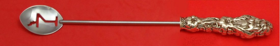 Whiting Lily Sterling Silver Custom Made Martini Spoon 10": Whiting Lily Sterling Silver Custom Made Martini Spoon 10" Introducing a custom-made martini spoon from the prestigious Lily pattern by Whiting, crafted in sterling silver. This exquisite piece featur