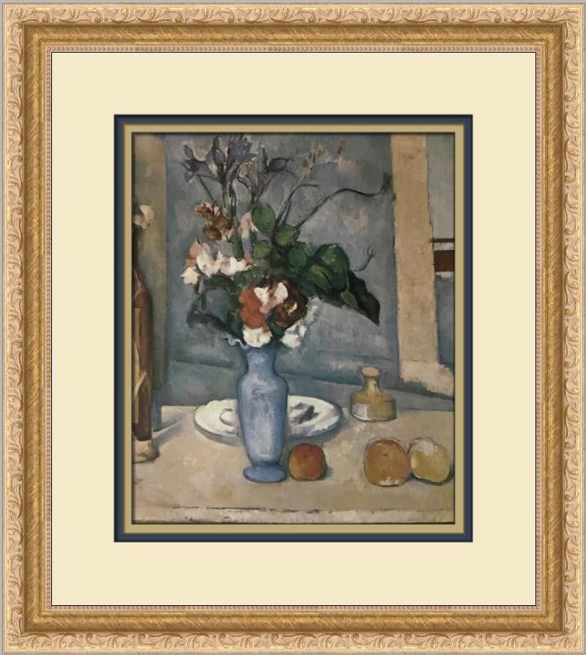 Paul Cezanne The Blue Vase Custom Framed Offset Lithograph Print: Paul Cezanne The Blue Vase Custom Framed Offset Lithograph Print Experience the elegance of Paul Cezanne's 'The Blue Vase' with this custom framed print. This exquisite reproduction features a vibrant