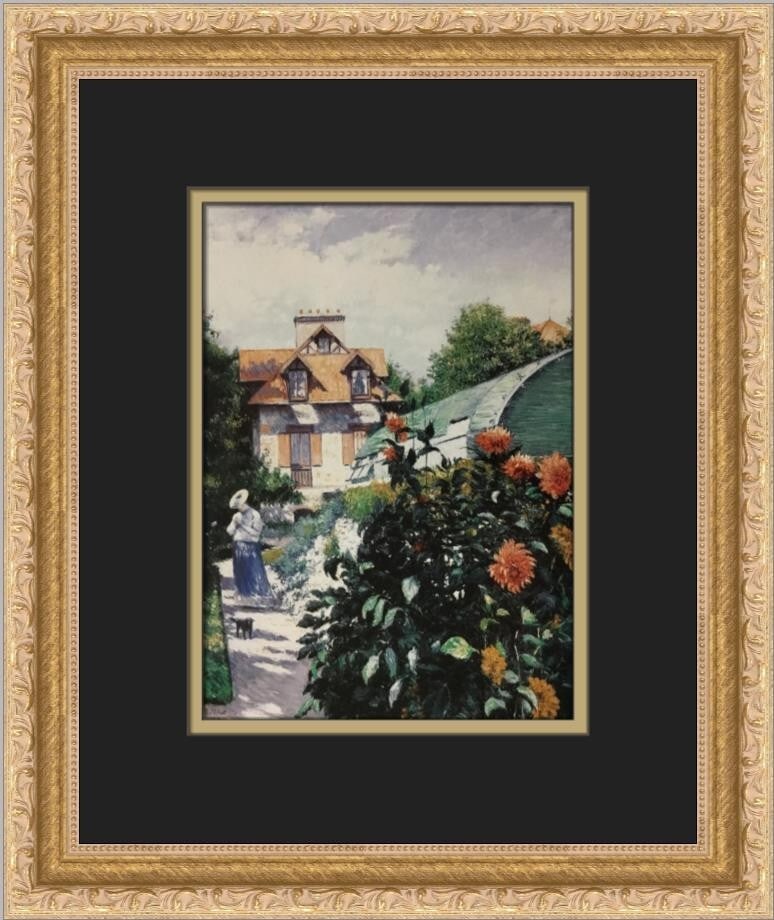 Gustave Caillebotte Dahlias in Garden Custom Framed Art Print: Gustave Caillebotte Dahlias in Garden Custom Framed Art Print This exquisite custom framed print features "Dahlias in Garden" by the renowned artist Gustave Caillebotte. Measuring 15 in. by 12 in., it