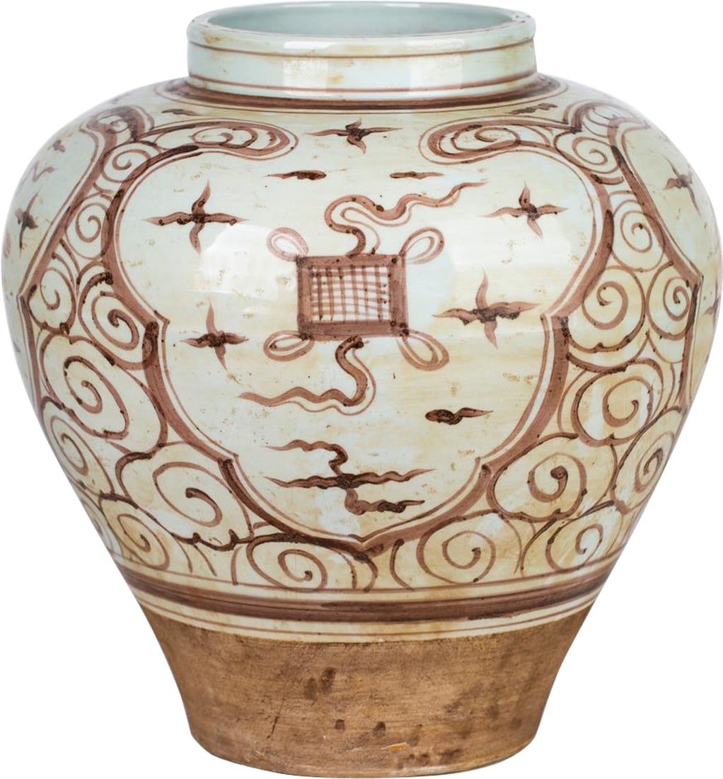 Handcrafted Moka Brown Ceramic Jar with Calligraphy (1 of 3)