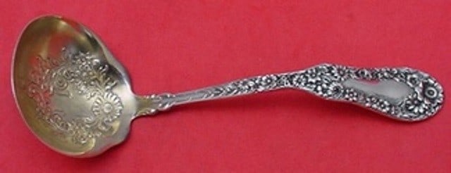 Dominick & Haff Number 10 Sterling Silver Gravy Ladle Gold Wash 6 Inch: Dominick & Haff Number 10 Sterling Silver Gravy Ladle Gold Wash 6 Inch This exquisite gravy ladle, crafted by Dominick & Haff, showcases a stunning gold-washed finish. Made from high-quality sterling