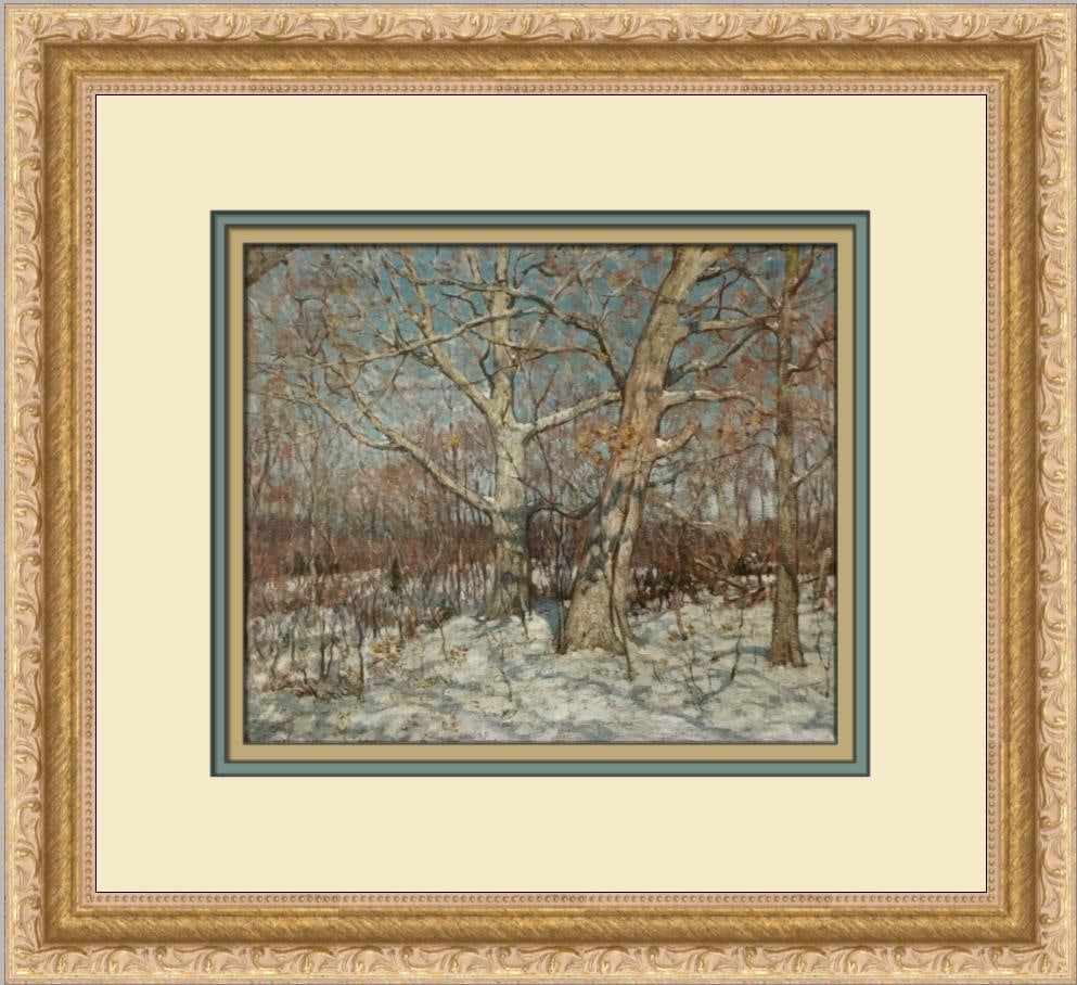 Clark Voorhees Winter Scene Old Lyme Custom Framed Lithograph Print: Clark Voorhees Winter Scene Old Lyme Custom Framed Lithograph Print Experience the beauty of winter with this stunning custom framed print titled "Winter Scene Old Lyme Connecticut" by artist Clark Vo