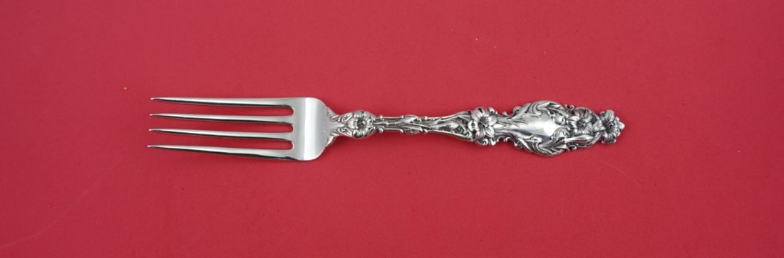 Whiting Lily Sterling Silver Dinner Fork 7 5/8" Antique (1 of 2)