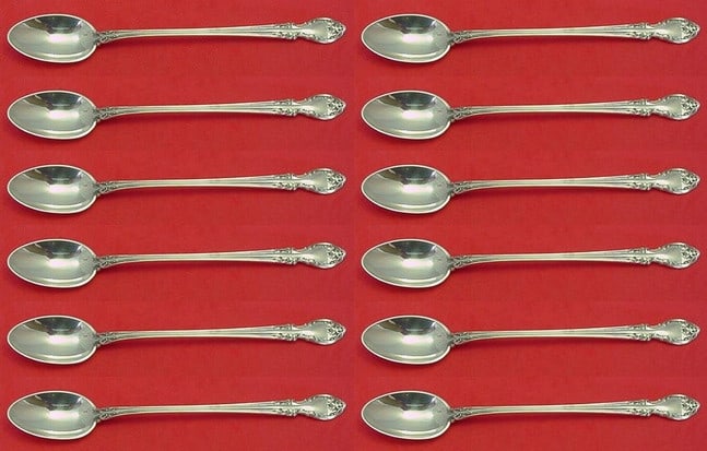 Gorham Melrose Sterling Silver Iced Tea Spoon Set 12 Pieces 7 5/8": Gorham Melrose Sterling Silver Iced Tea Spoon Set 12 Pieces 7 5/8" Enhance your dining experience with this exquisite 12-piece iced tea spoon set in the Melrose pattern by Gorham. Crafted from high-qu