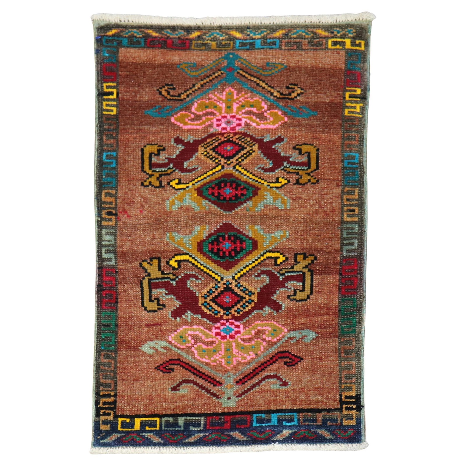 Zabihi Collection Hand-Knotted Mini Turkish Rug 1'6 x 2'3 Adirondack Wool: Zabihi Collection Hand-Knotted Mini Turkish Rug 1'6 x 2'3 Adirondack Wool This exquisite mini Turkish rug from the Zabihi Collection showcases the timeless artistry of mid-20th century craftsmanship.