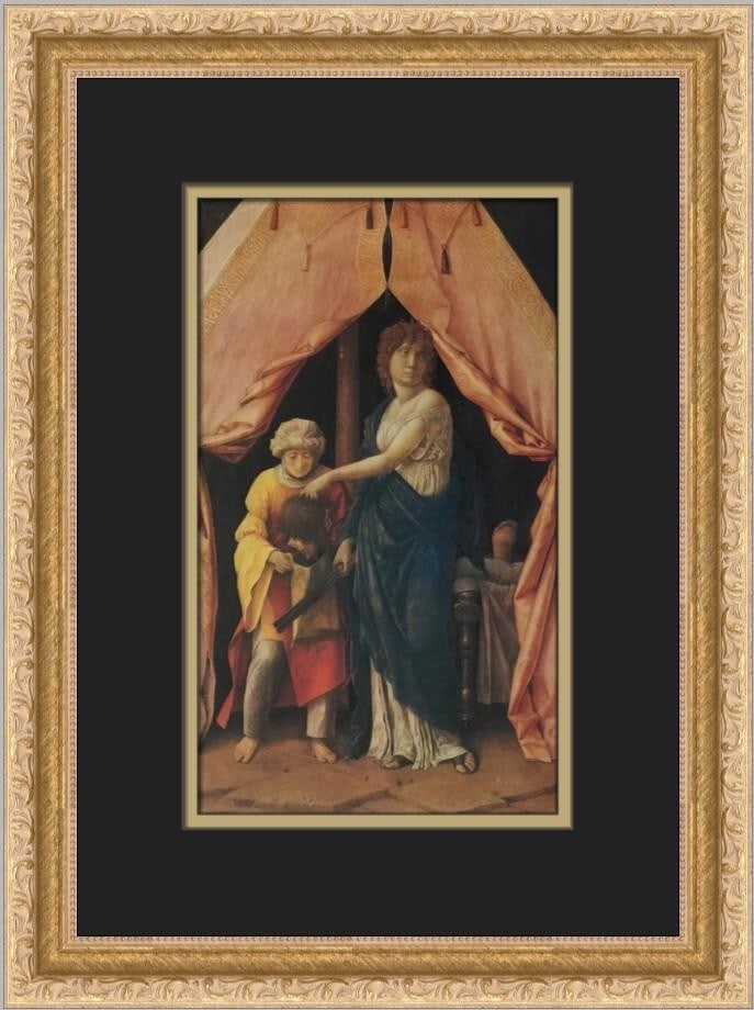 Andrea Mantegna Judith with Holofernes Custom Framed Print Art: Andrea Mantegna Judith with Holofernes Custom Framed Print Art This stunning custom framed print features Andrea Mantegna's renowned artwork "Judith with the Head of Holofernes." Measuring 16 in. in h