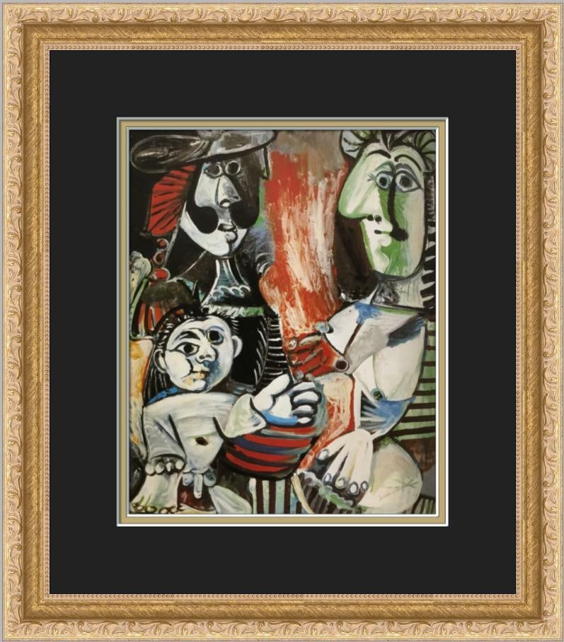 Pablo Picasso The Family Custom Framed Abstract Print 14 x 16: Pablo Picasso The Family Custom Framed Abstract Print 14 x 16 This captivating print titled 'The Family' by Pablo Picasso showcases a stunning portrayal of abstract cubism figurative art. Measuring 14