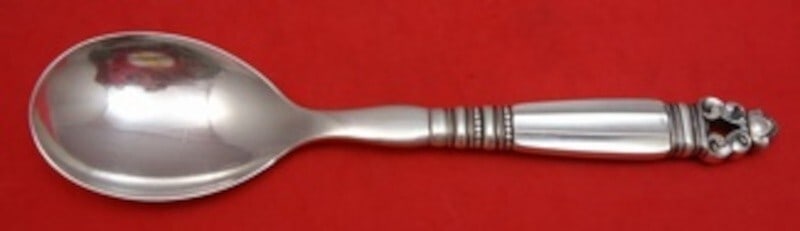 Georg Jensen Acorn Sterling Silver Salad Serving Spoon 8.5" (1 of 1)