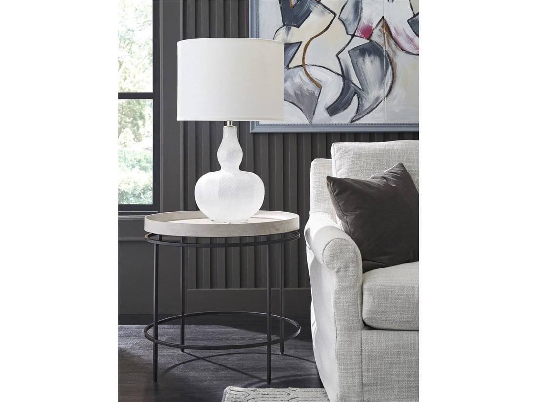 Universal Coalesce Rolling Fog End Table 25H 26W 26D: Universal Coalesce Rolling Fog End Table 25H 26W 26D Enhance your living space with this Elegant Rolling Fog End Table, perfect for any contemporary setting. Crafted with a stylish rolling fog finish,