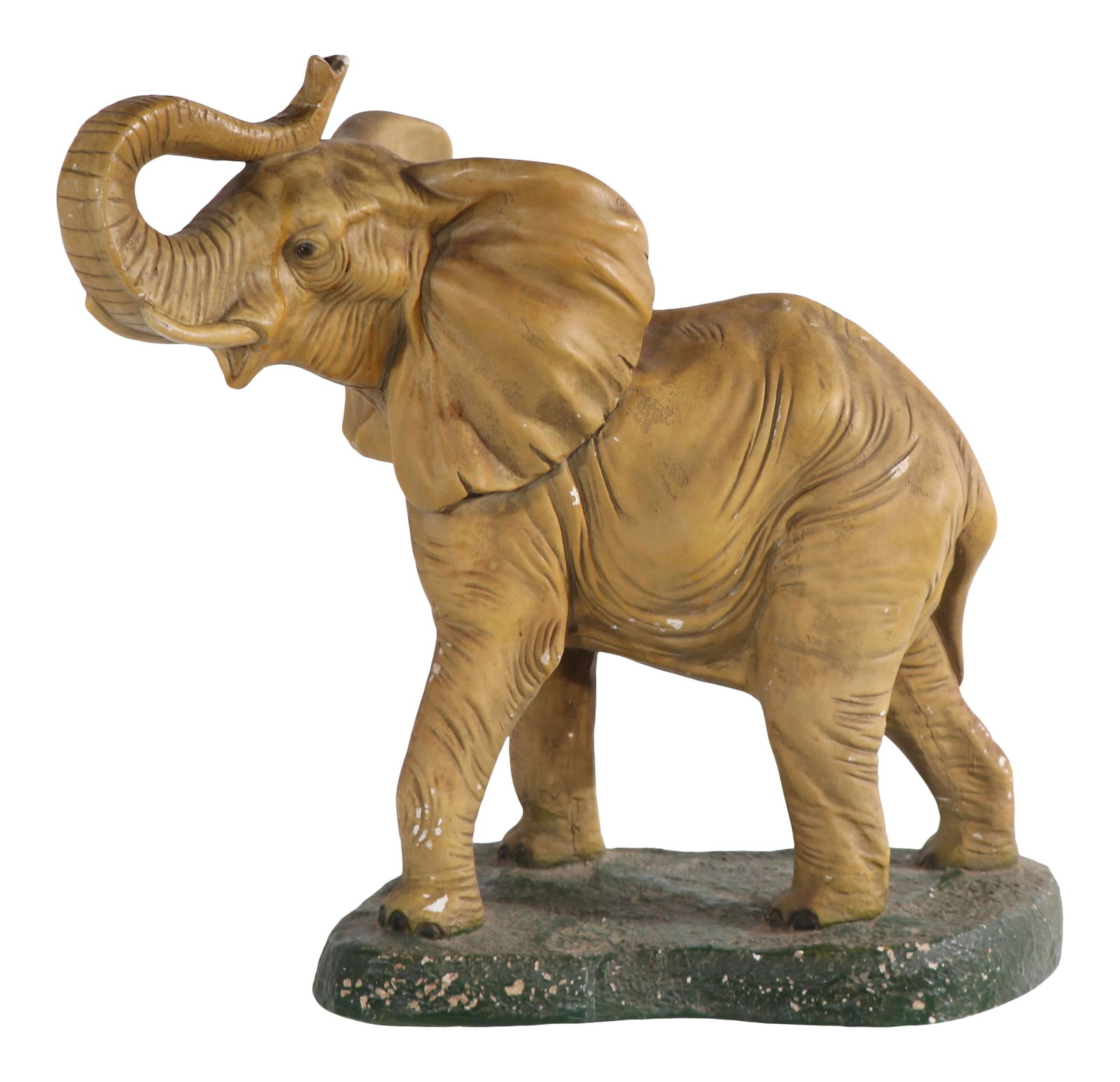Vintage Marwall Chalkware Elephant Statue Tan 24 x 21 x 10 (1 of 10)