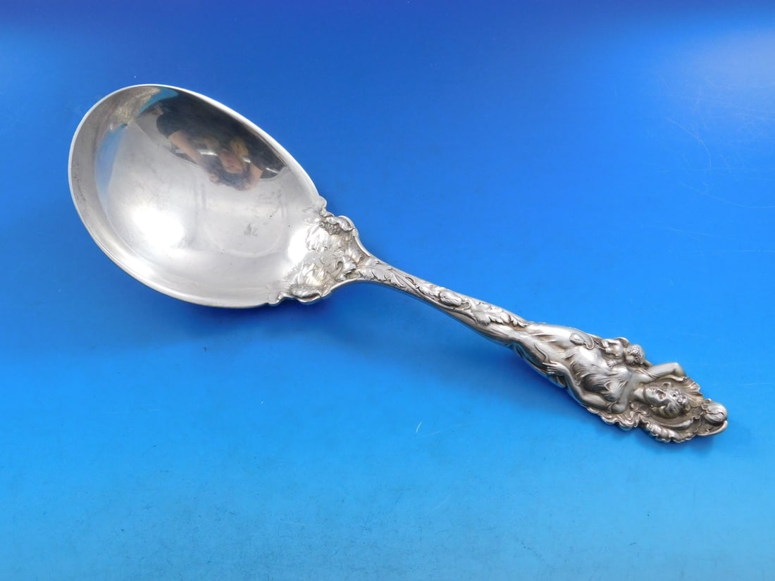 Reed & Barton Love Disarmed Sterling Silver Berry Spoon 10 3/4" Monogrammed (1 of 5)