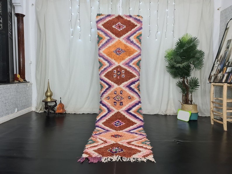 Vibrant Handmade Moroccan Wool Runner Rug 2 x 6.56 Feet (1 of 10)