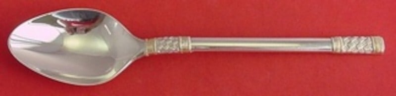Wallace Aegean Weave Gold Sterling Silver Serving Spoon 8 7/8": Wallace Aegean Weave Gold Sterling Silver Serving Spoon 8 7/8" This exquisite serving spoon features the elegant Aegean Weave Gold pattern by Wallace. Crafted from high-quality sterling silver, this p
